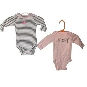 Carter’s baby girl long sleeve pink Onesies Size 3 months
